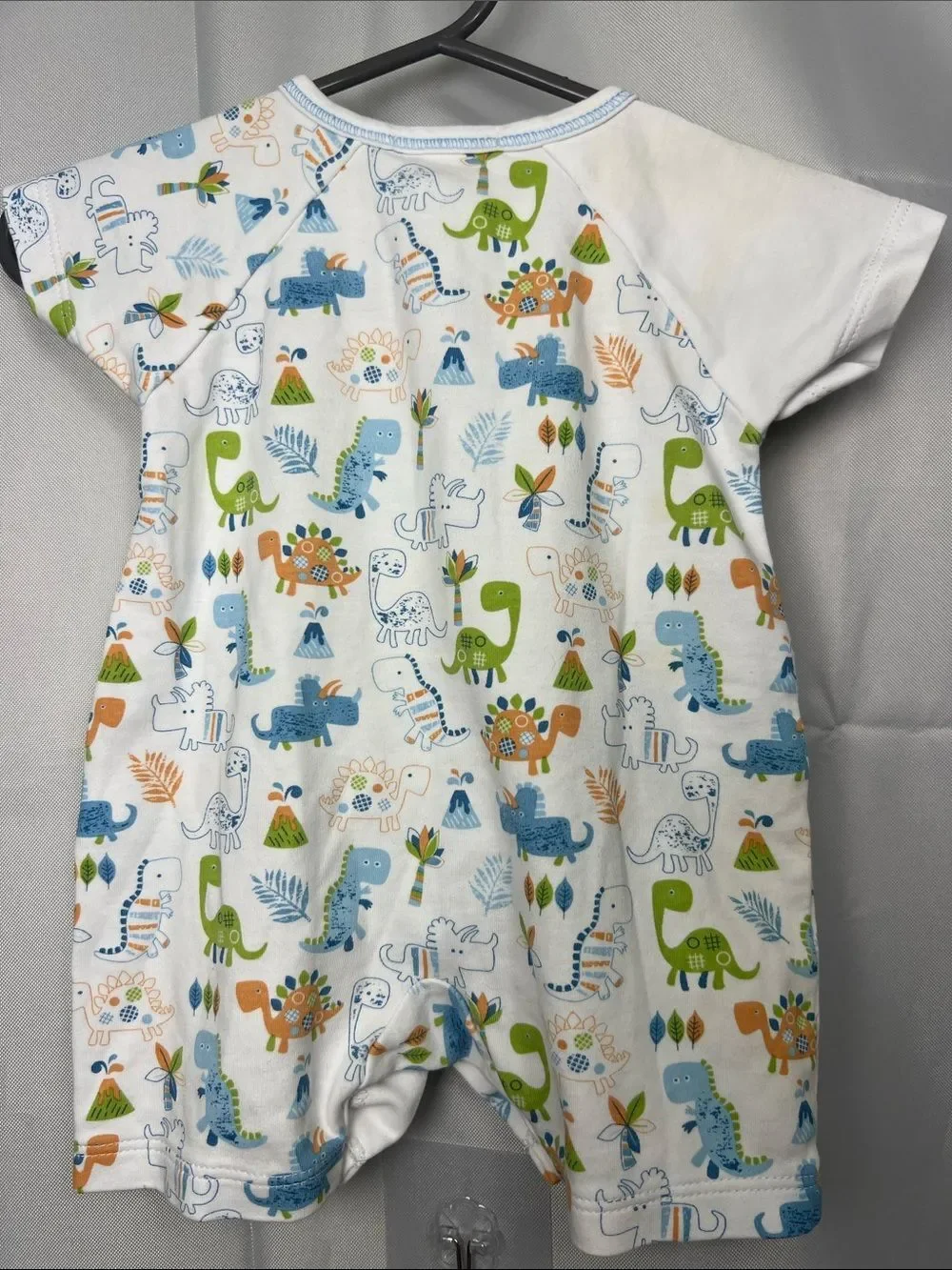 Kissy Kissy one piece dinosaur print and embroidered Pima cotton romper